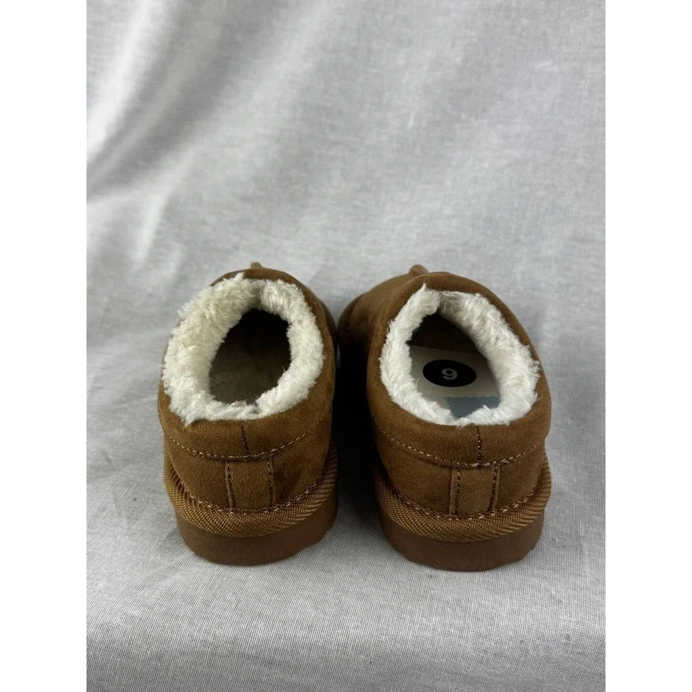 Cat & Jack Toddler Boys Girls Chestnut Faux Suede Fur Lined Slippers Size‎ 6 NEW